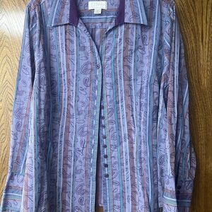 Christopher & Banks Purple Striped Blouse
